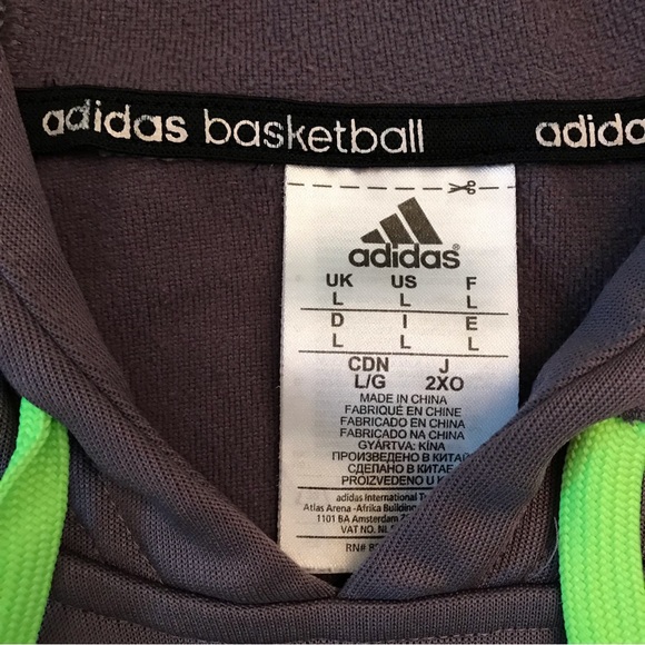 Adidas Basketball Hoodie Sweatshirt Adult Size Large Black Grey Unisex - Picture 4 of 9